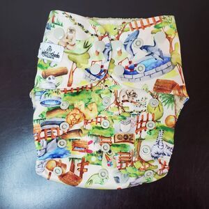 Sweet Cheeks OS Pocket Diaper AWJ Zoo Themed Reusable